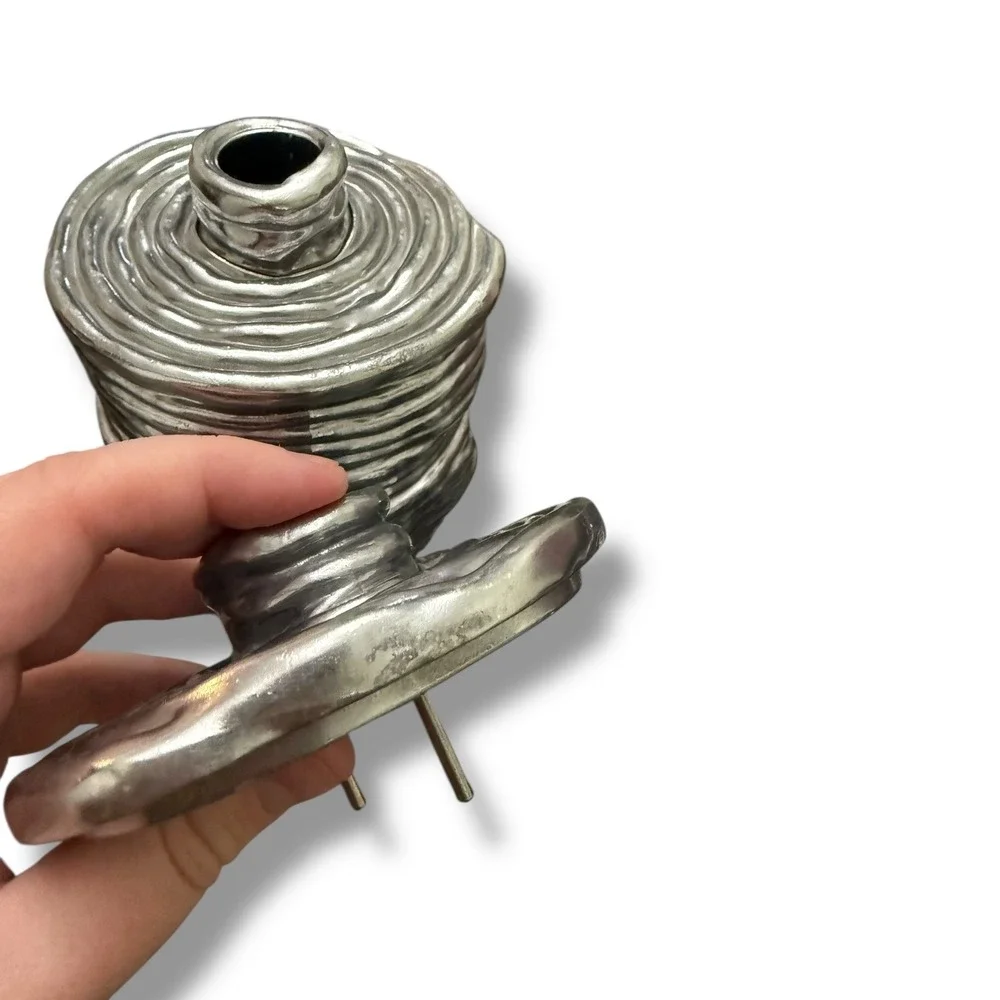 IKEA Aluminum Candle‎ Holders Set of 2 Sculptural Modern Silver Decor